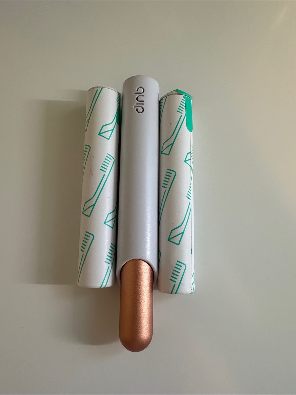 Quip Electric Toothbrush Handle in White with Rose Gold Accent & 2 heads
